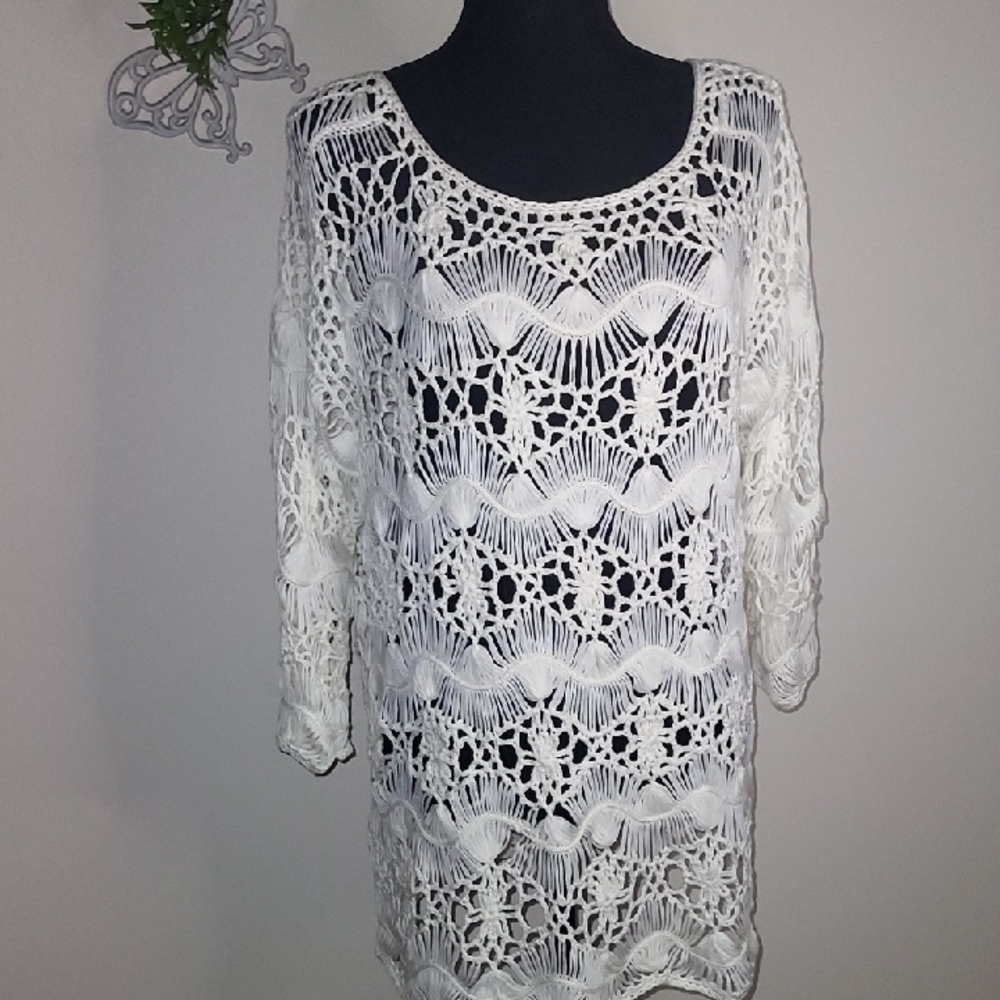 Off-White Crochet Knit Top